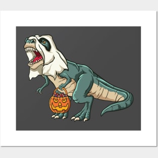 Trex Ghost Costume Funny Halloween Dinosaur Posters and Art